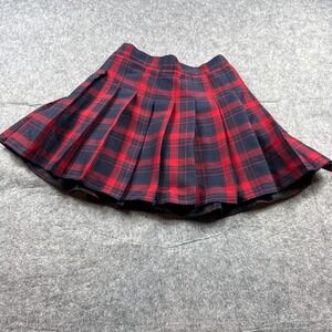 Red Plaid Pleated Mini Skort Womens High Waisted Schoolgirl Skirt Shorts